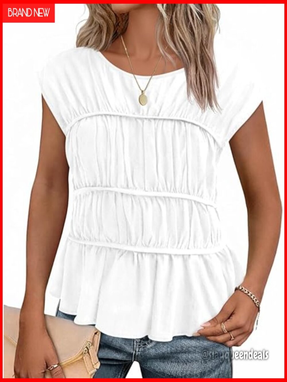 Cap Sleeve Peplum Tank Top Smocked Cotton Summer Casual Blouse